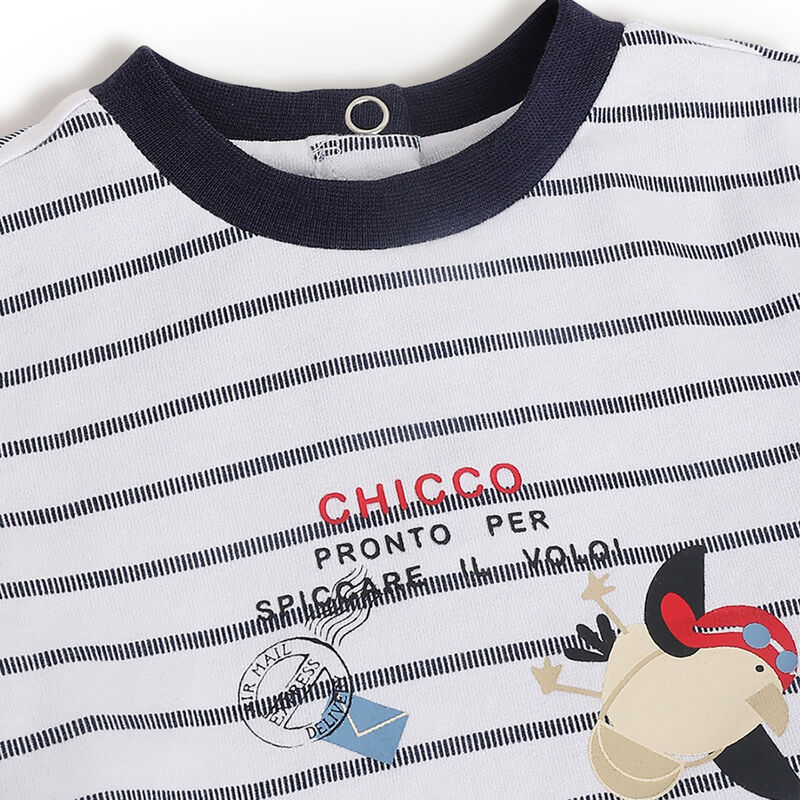 Boys White and Blue Striped Short Sleeve T-Shirt image number 2
